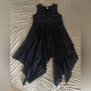 Black Sparkly Asymmetrical Cocktail Dress